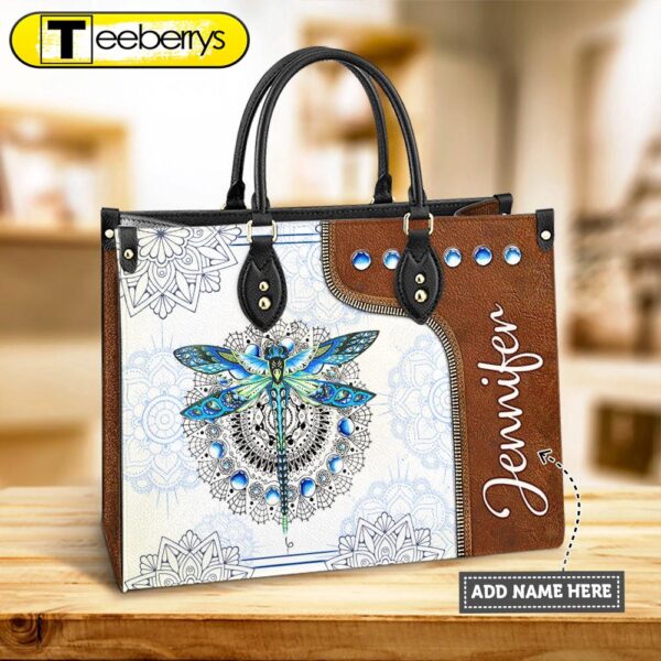 Personalized Hippie Dragonfly Mandala Leather Bag – Women’s Pu Leather Bag