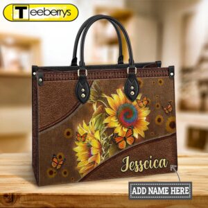 Personalized Hippie Sunflower Butterfly Leather…