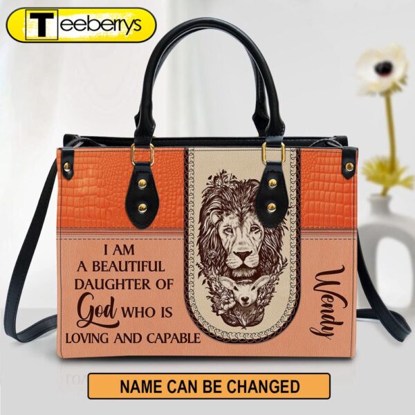 Personalized I Am A Daughter Of God Special Lion Leather Bag – Christian Pu Leather Bags