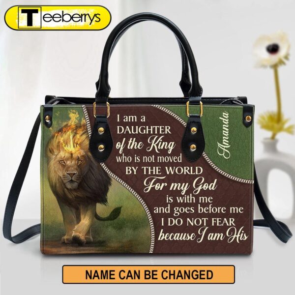 Personalized I Am A Daughter Of The King Unique Lion Leather Bag – Christian Pu Leather Bags