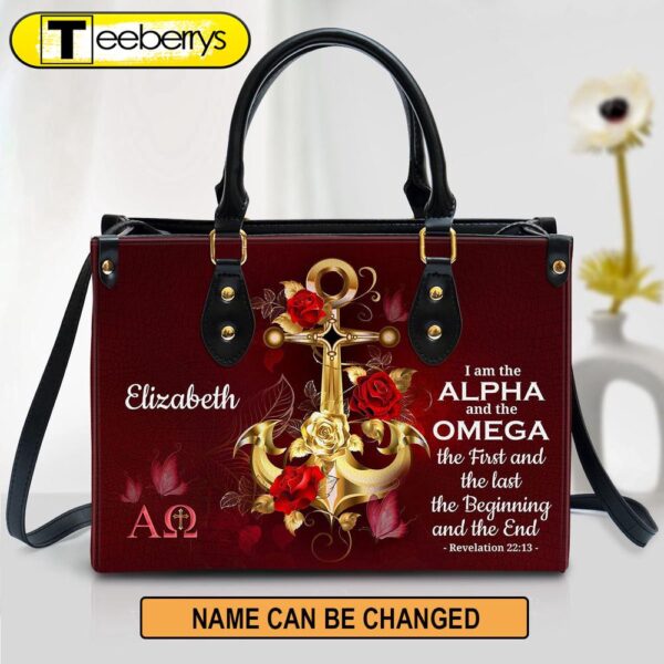 Personalized I Am The Alpha And The Omega Unique Leather Bag – Christian Pu Leather Bags