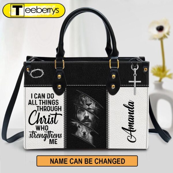 Personalized I Can Do All Things Through Christ Lion Leather Bag – Christian Pu Leather Bags