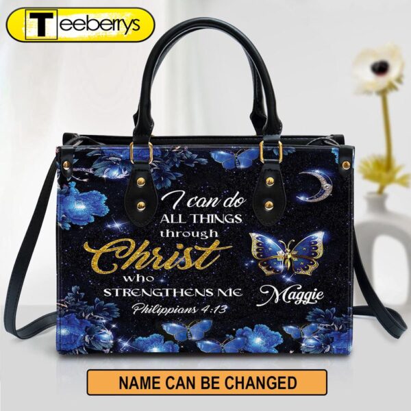 Personalized I Can Do All Things Through Christ Pretty Leather Bag – Christian Pu Leather Bags