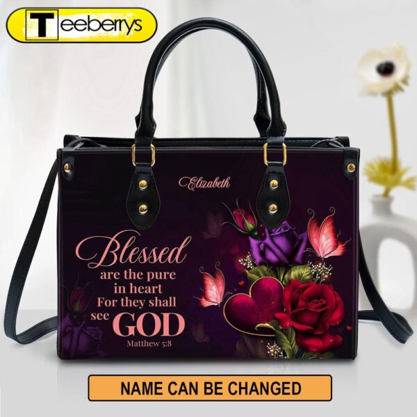 Personalized Leather Bag – Blessed Are The Pure In Heart For They Shall See God Leather Bag