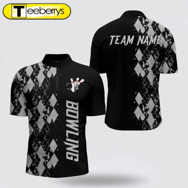 Personalized Men Bowling Shirt Bowling Jersey Custom Name Argyle Pattern Bowler Team Shirt