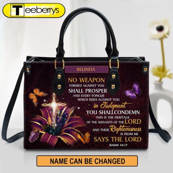 Personalized No Weapon Formed Against You Shall Prosper Leather Bag – Christian Pu Leather Bags