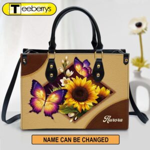 Personalized Sunflower And Butterfly Leather…