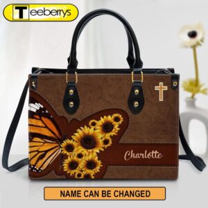 Personalized Sunflower Leather Handbag With…