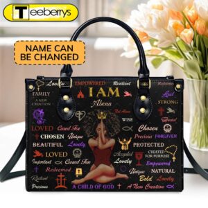 Personalized Zippered Leather Handbag With…