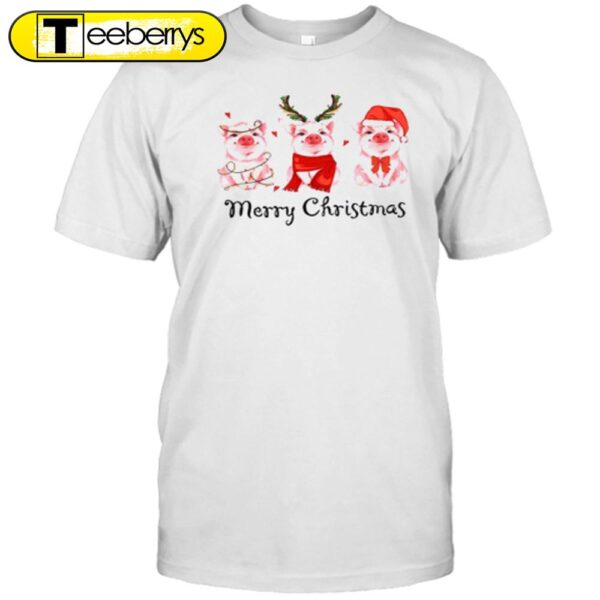 Pink Pig Merry Christmas Teacher Shirt