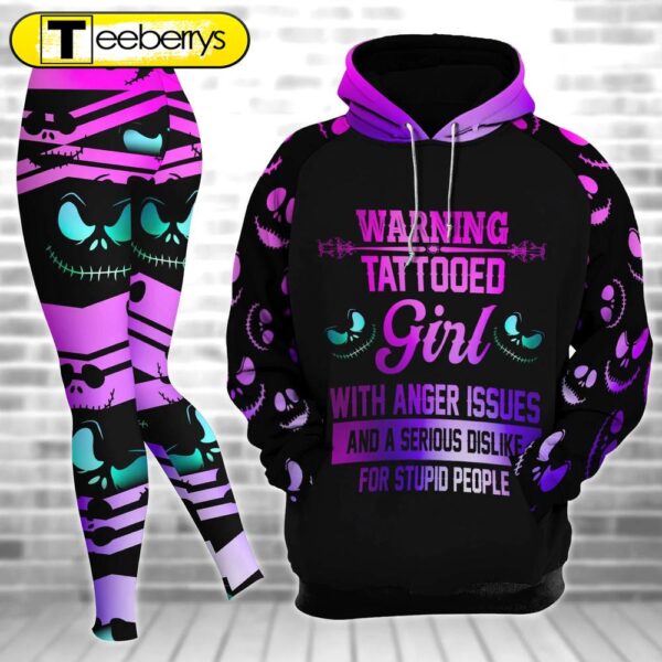 Pink Warning Tattooed Girl Jack Skellington Combo Hoodie And Leggings  Gift Xmas