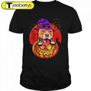 Pitbull Witch Pumpkin Halloween T-Shirts