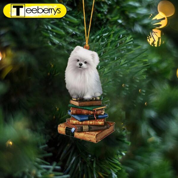 Pomeranian-Sit On The Book Two Sides Christmas Ornament