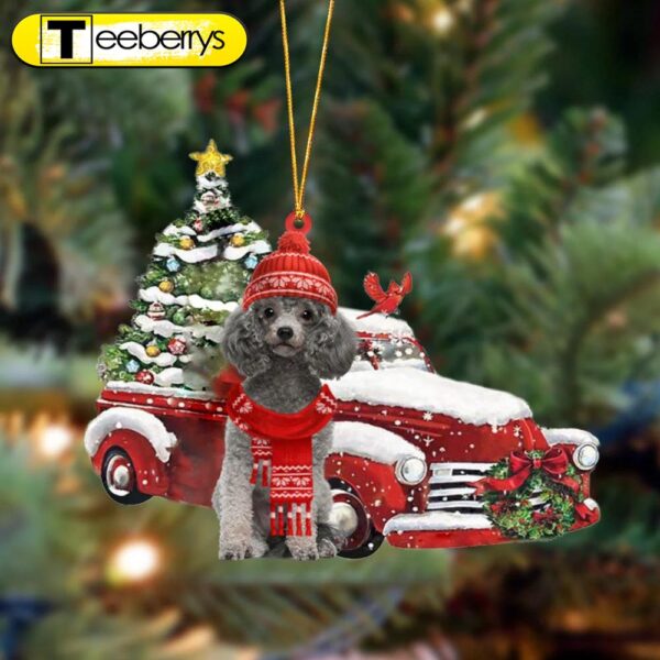 Poodle-Christmas Car Two Sided Christmas Ornament