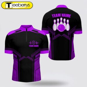 Purple Bowling Bowling Jersey Shirt…