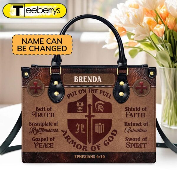 Put On The Full Armor Of God Personalized Leather Handbag – Custom Name Leather Handbags