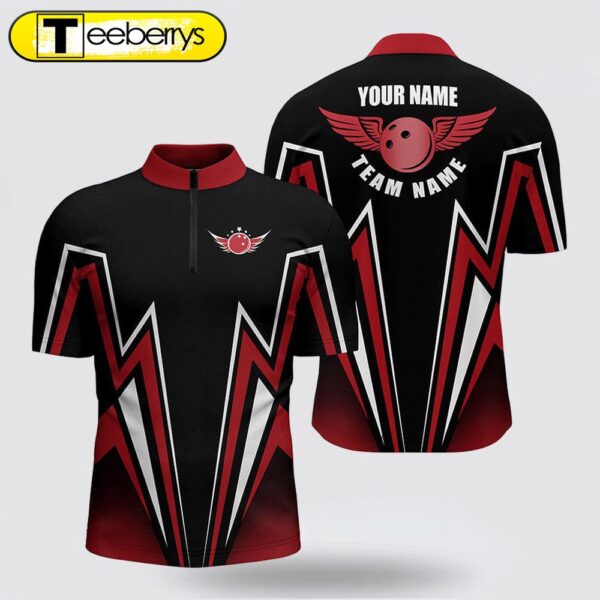 Red And Black Bowling Bowling Jersey Shirt Custom Lightning Shirts, Bowling Team Shirt Jerseys