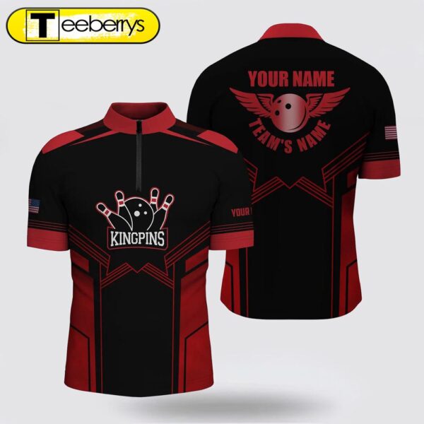 Red And Black Bowling Bowling Jersey Shirts  Custom Name And Team Name Bowling Team Shirts