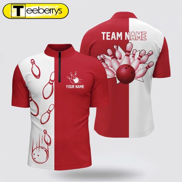 Red And White Retro Vintage Bowling Bowling Jersey Shirts  Custom Bowling Team Jerseys