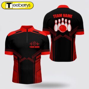 Red Bowling Bowling Jersey Shirt…