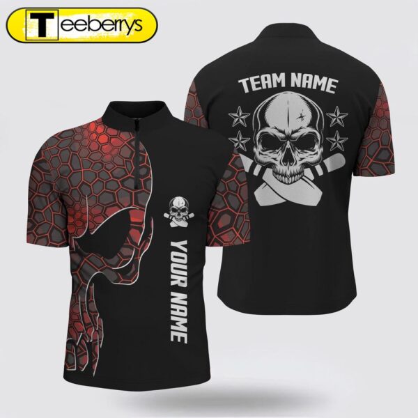 Red Camo Black Bowling Bowling Jersey Shirts  Custom Team Name Skull Bowling, Team Bowling Shirts