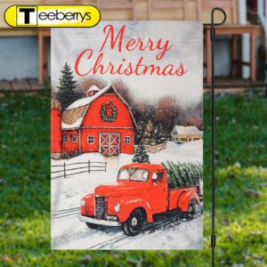 Red House Truck Snowy Merry…