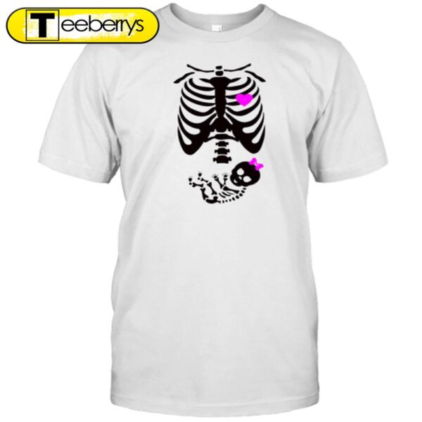 Rib Cage With Baby Girl Skeleton Halloween T-Shirt