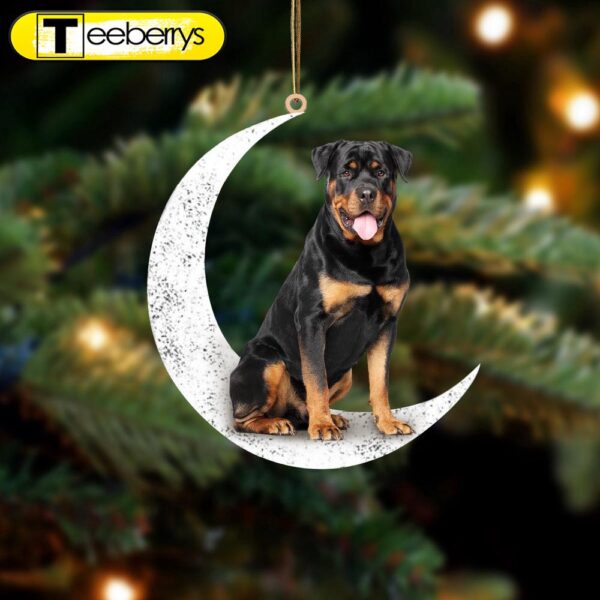 Rottweiler Sit On The Moon Christmas Ornament