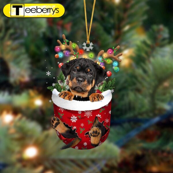 Rottweiler-In Christmas Pocket Two Sides Christmas Ornament