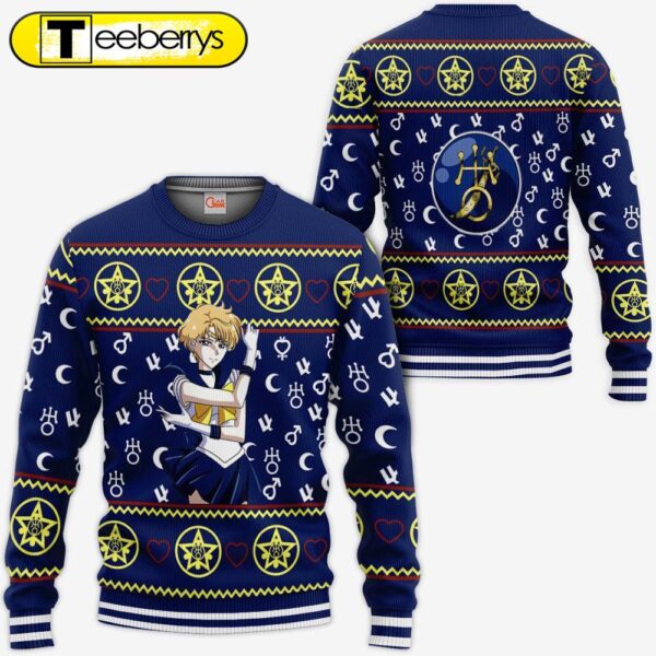 Sailor Uranus Ugly Christmas Sweater Festive Sailor Moon Merchandise