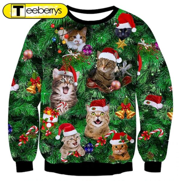 Santa Cats Funny Christmas 3D Shirt – Gift For Xmas