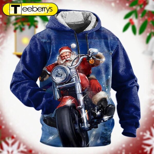 Santa Claus Biker 3D Shirt For Holiday Cheer – Gift For Xmas