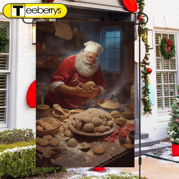 Santa Claus Is Making Cookies Santa Claus Xmas Garden Flag