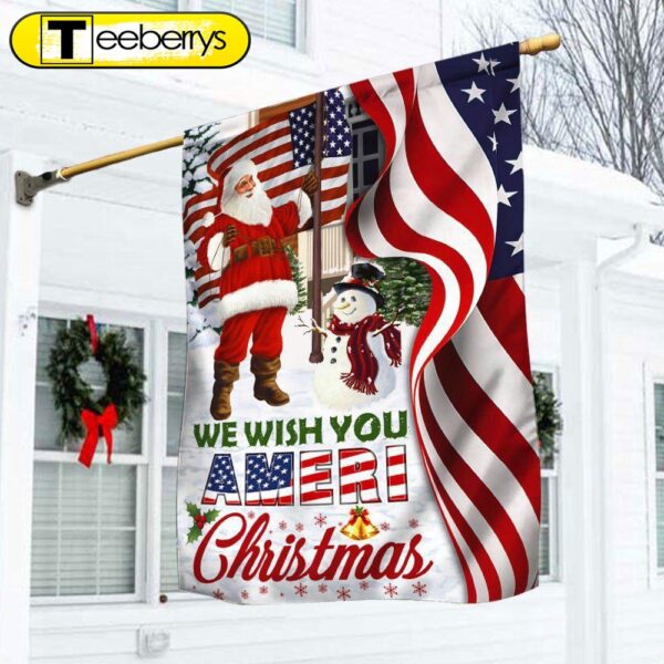 Santa Claus US Flag We Wish You Ameri Christmas