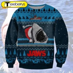 Santa Jaws Christmas Sweater Festive…