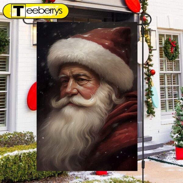 Santas Gentle Gaze A Winters Portrait Santa Claus Garden Flag