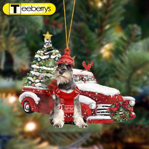 Schnauzer Christmas Car Two Sided Christmas Ornament