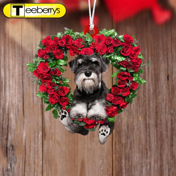 Schnauzer Heart Wreath Two Sides Christmas Ornament