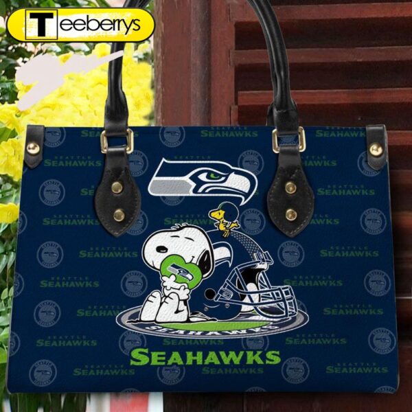 Seattle Seahawks NFL Snoopy Women Premium Leather Hand Bag