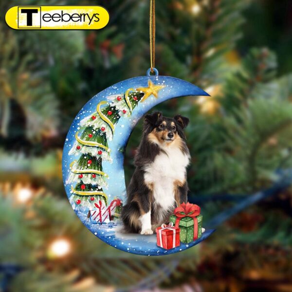 Shetland Sheepdog Sit On The Blue Moon Christmas Ornament