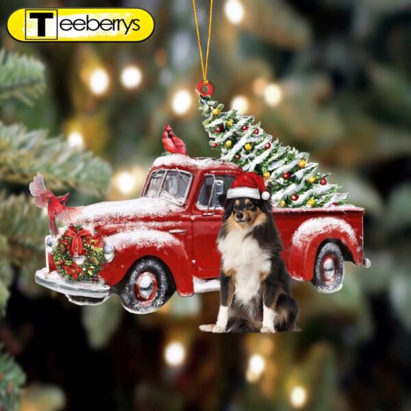 Shetland Sheepdog-Cardinal & Truck Two Sided Christmas Ornament