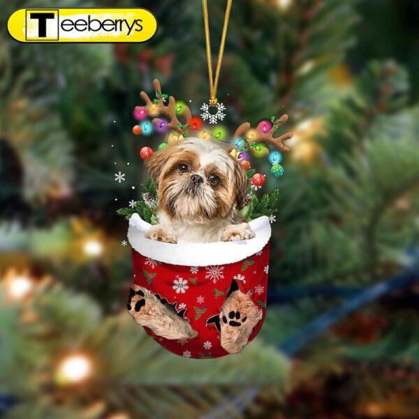 Shi Tzu In Christmas Pocket Two Sides Christmas Ornament