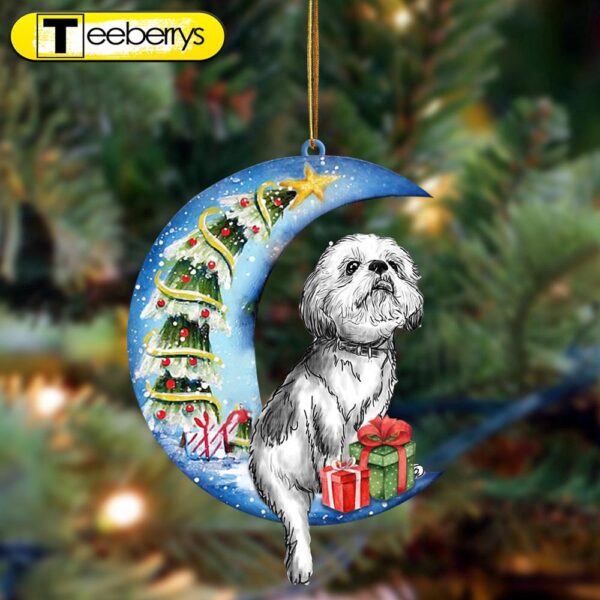 Shih Tzu Sit On The Blue Moon Christmas Ornament