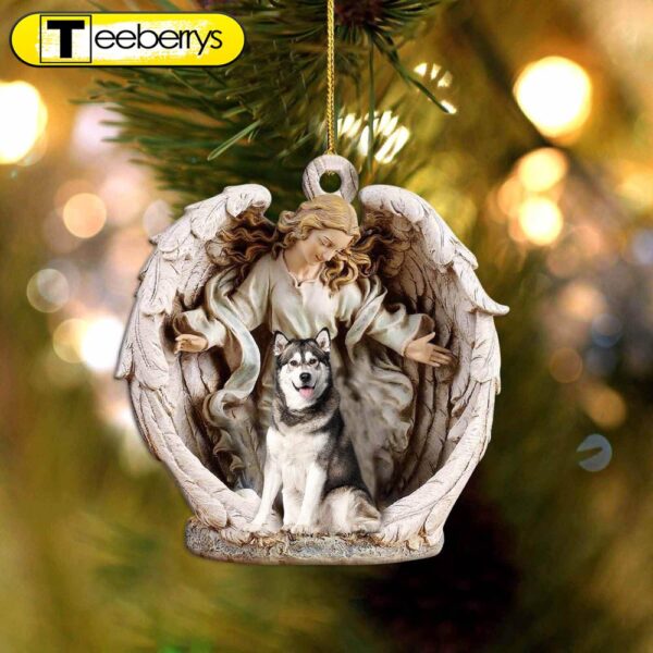 Siberian Husky-Angel Hug Winter Love Two Sided Christmas Ornament