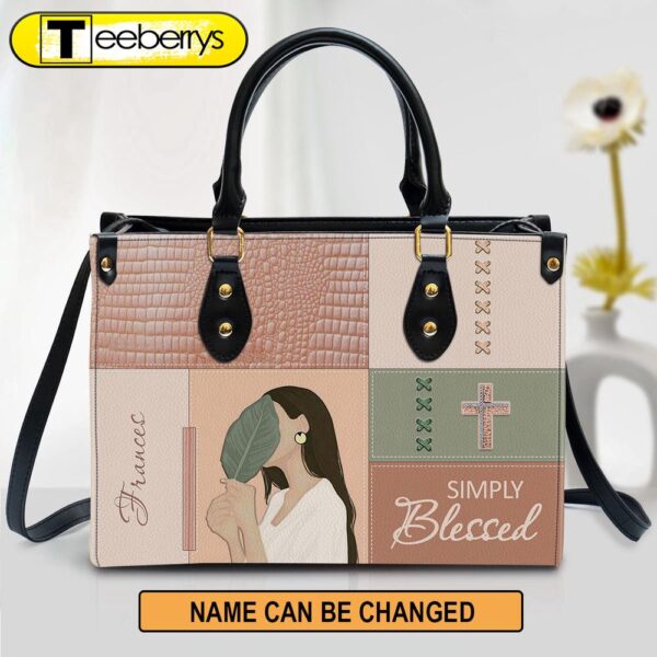 Simply Blessed Adorable Personalized Christian Leather Handbag Christ Gifts For Religious Women