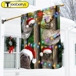 Sloth Christmas Flag