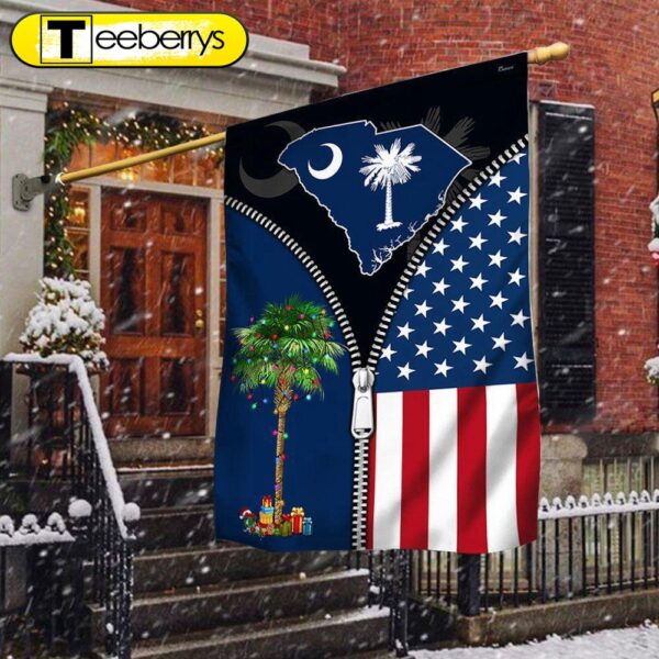 South Carolina Palm Tree Christmas American Flag