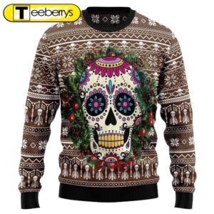 Spooktacular Sugar Skull Christmas Sweater…