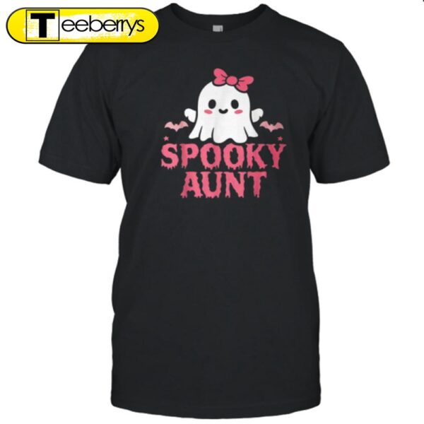 Spooky Aunt Family Cute Pink White Ghost Boo Halloween T-Shirt