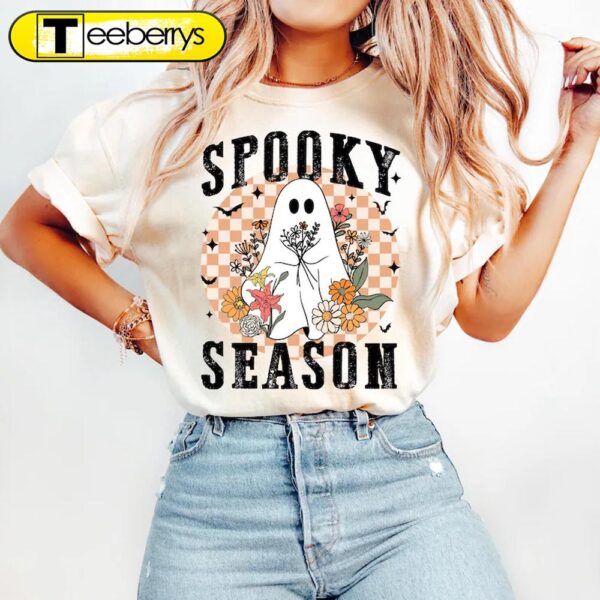 Spooky Season, Boho Floral Ghost Halloween Shirt